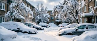 Уборка снега во дворах домов